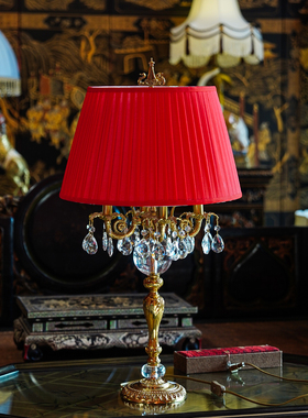 【本尼家】TD15法式复古水晶玻璃配铜台灯客厅主卧装饰摆件