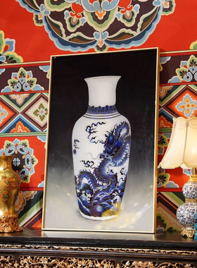 【本尼家】H05非遗手工艺掐丝珐琅装饰画-青花瓷瓶画挂饰国风摆件