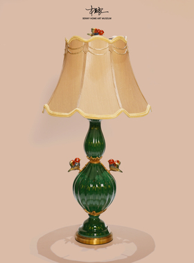 【本尼家】JM16瓷镶铜浅翠绿台灯轻奢装饰卧室桌面创意床头摆件