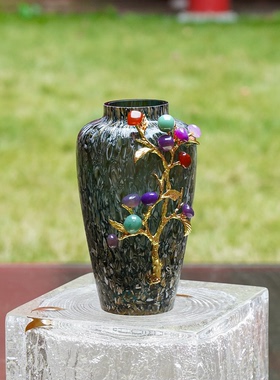 【本尼家】HY61现代轻奢装饰不规则纹路玻璃花瓶客厅饰品玄关摆件