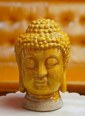 【本尼家】SX16非遗好物山西琉璃瓷《佛头》仿古装饰桌面玄关摆件