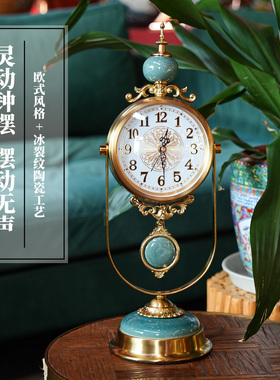 【本尼家】AP539欧式复古座钟客厅时钟台式钟表家用装饰玄关摆件