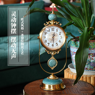 【本尼家】AP539欧式复古座钟客厅时钟台式钟表家用装饰玄关摆件