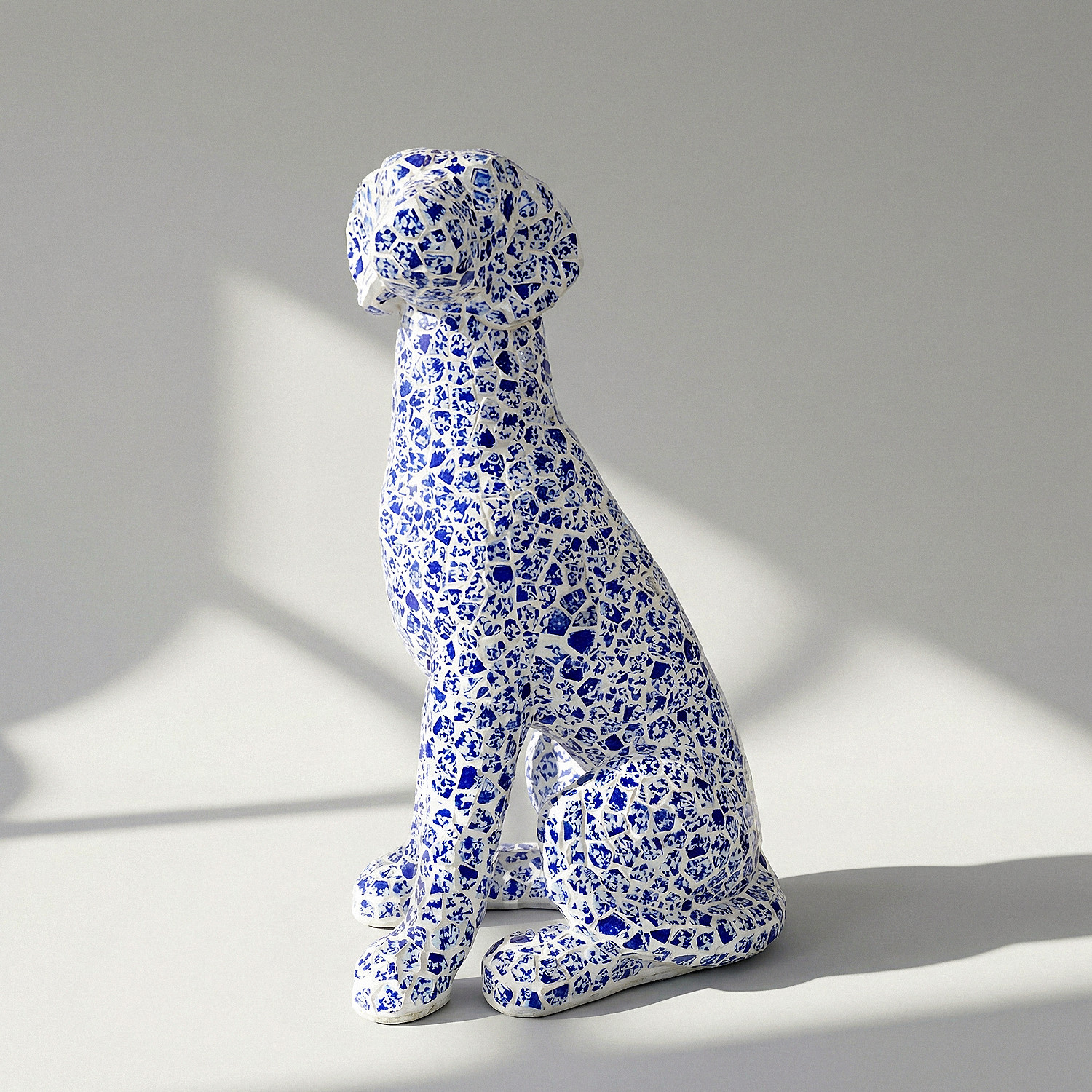 【本尼家】BJ66青花瓷手工贴片狗狗造型玻璃钢雕塑创意玄关摆件