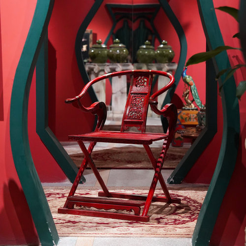 【本尼家】新中式古典红色交椅办公家用客厅椅客厅玄关主人椅