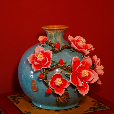 【本尼家】AM44非遗手工石湾陶瓷花瓶摆件客厅玄关会所装饰摆设