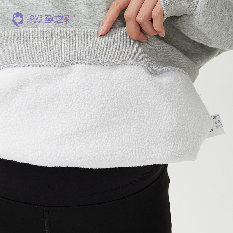 [후리스] 임산부 겨울 신상품 두꺼운 따뜻한 폴라 플리스 패션 중간 길이 후드 티셔츠