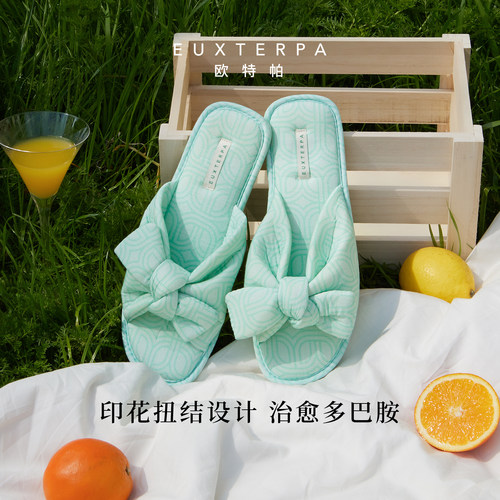 EUXTERPA欧特帕蝴蝶结春夏防滑静音软底家居室内凉拖鞋女可外穿