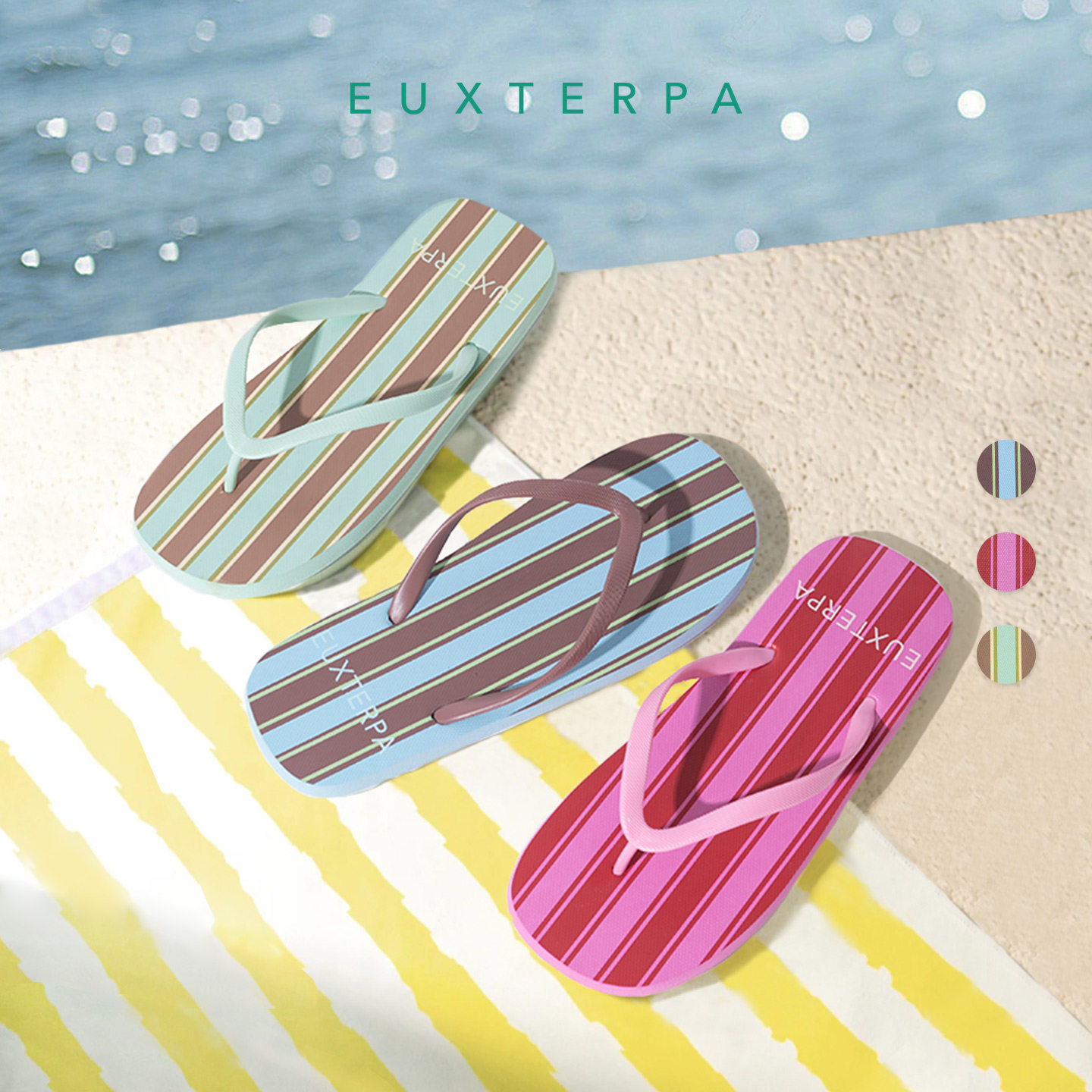 EUXTERPA条纹法式休闲人字拖男女