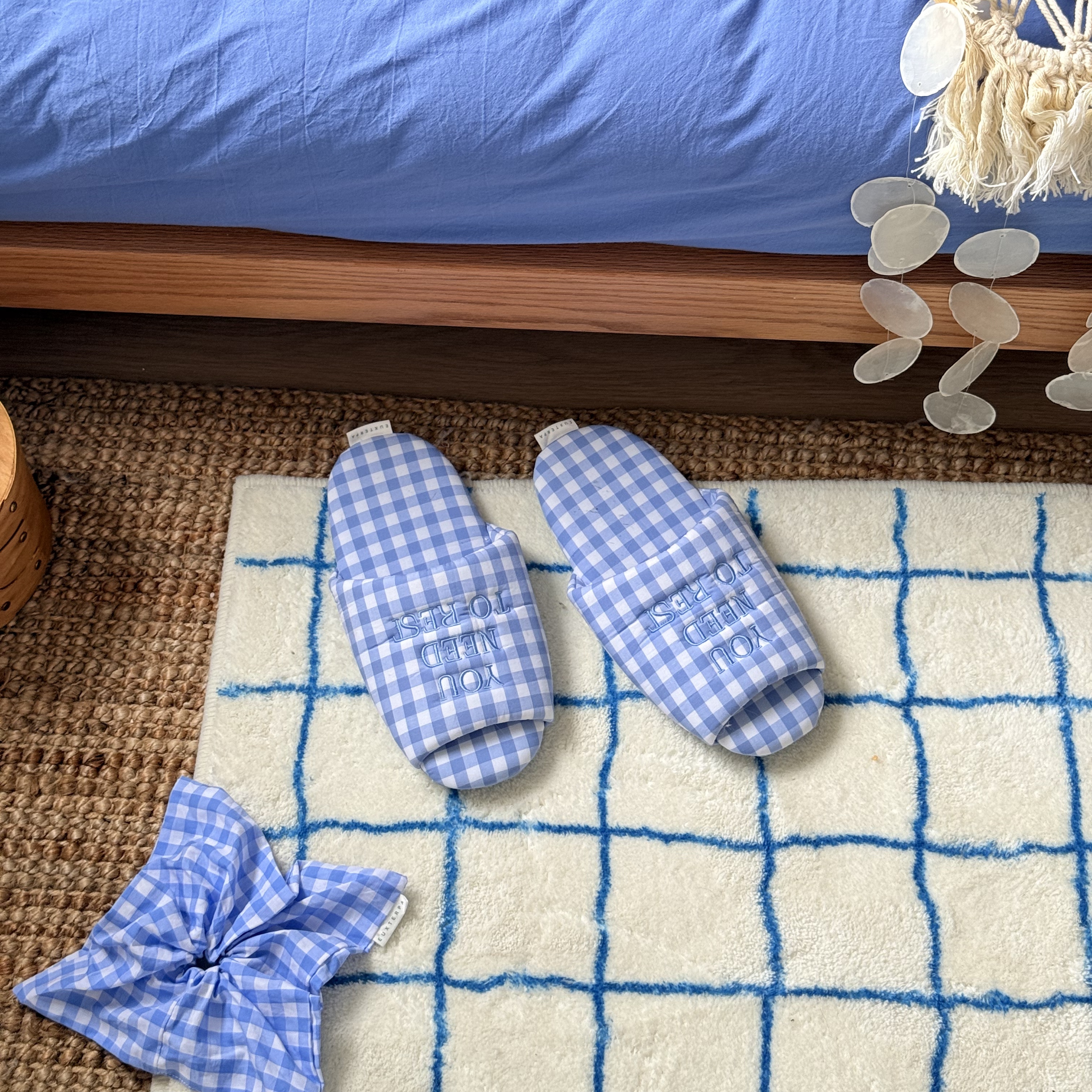 EUXTERPA欧特帕秋季格纹甜品拖居家室内棉拖鞋法式静音防滑情侣