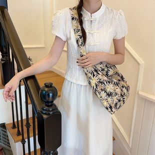 b4481 灯芯绒榄菊单肩斜挎包学生大容量上课包女帆布女包