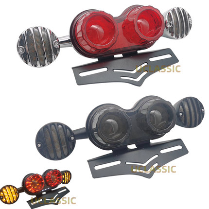 适用小牛电动车u+b/uqi+/S07复古改装双胞胎双目尾灯总成LED转灯