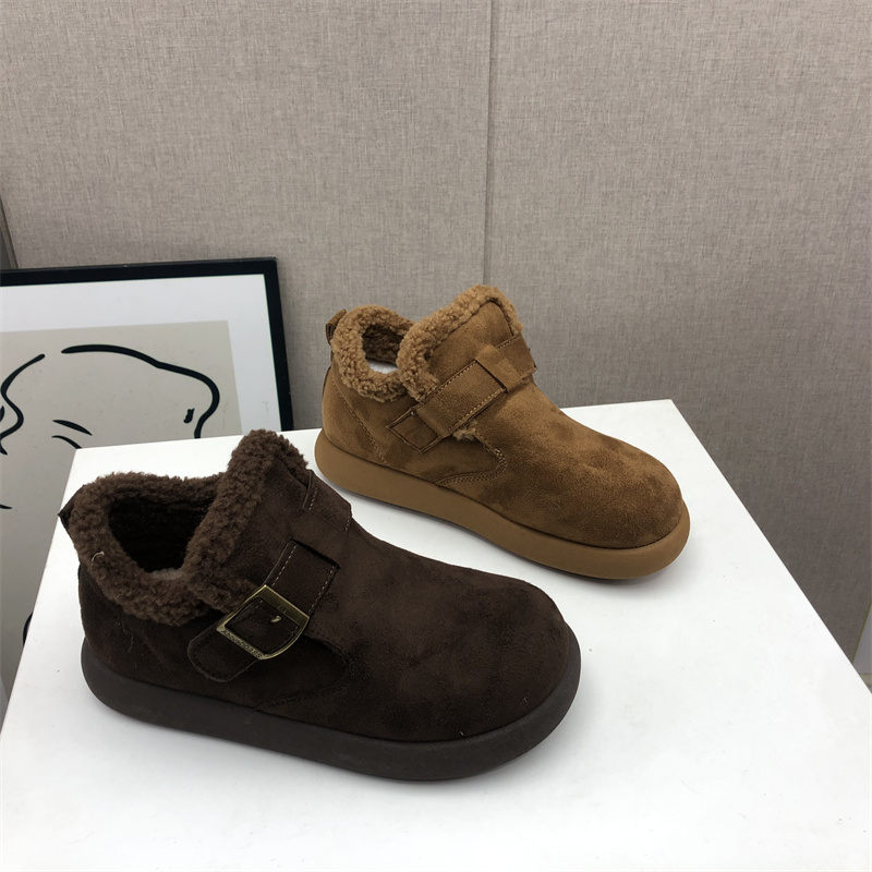 工厂2025秋冬断码绒面女鞋雪地靴厚底休闲舒适保暖时尚套脚短靴