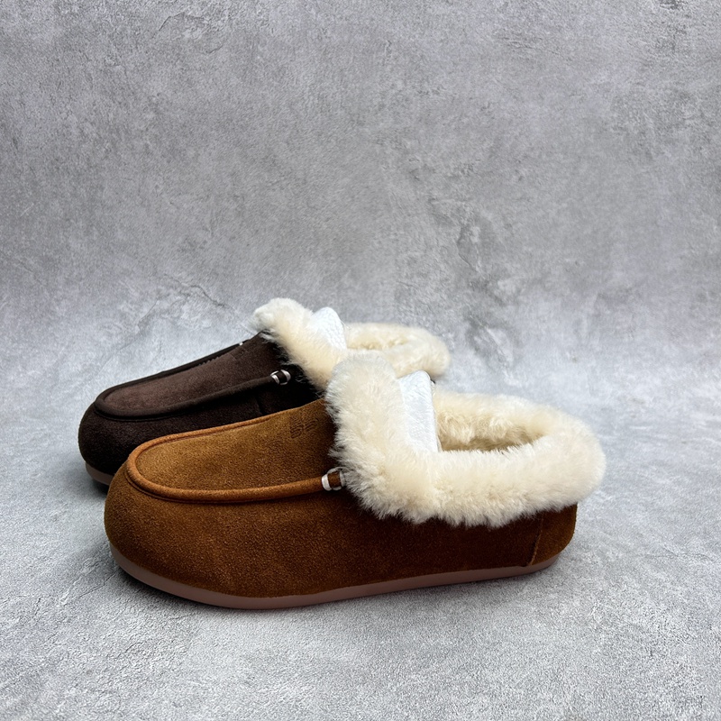 工厂25断码真皮秋冬新款女鞋厚底勃肯鞋圆头松糕底套脚包头女拖鞋