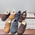 工厂25断码绒布秋冬新款女鞋勃肯鞋圆头松糕底套脚内增高女棉鞋