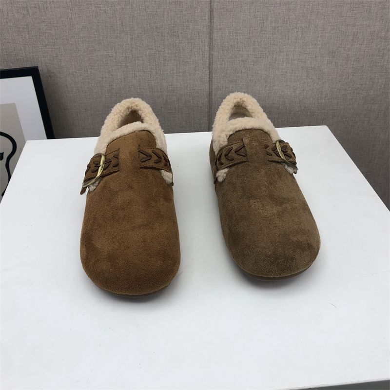 勃肯鞋圆头松糕底套脚加绒棉鞋