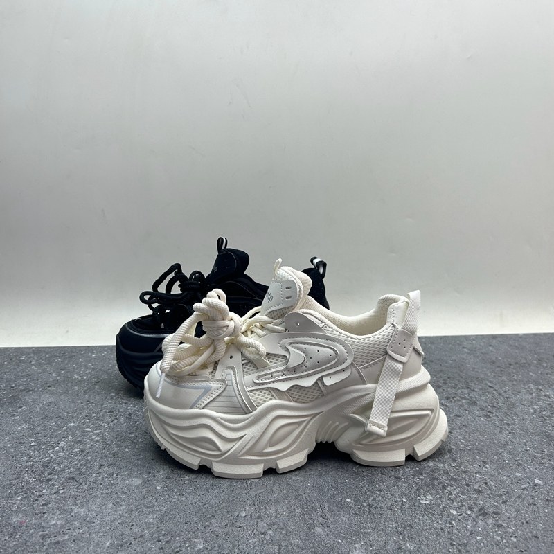 工厂断码pu运动鞋女2025春季新款潮感老爹鞋设计厚底增高女板鞋,女鞋,时尚休闲鞋,淘宝优惠券,粉丝福利购,淘宝优惠卷