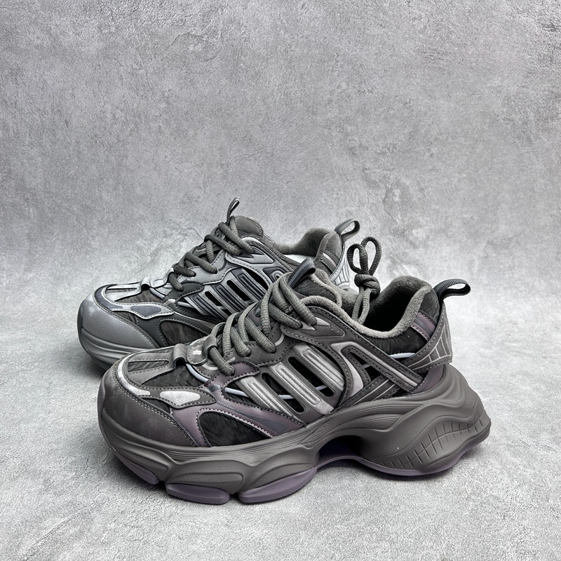 工厂断码真皮运动鞋女2025秋冬加棉新款老爹鞋圆头厚底增高女板鞋