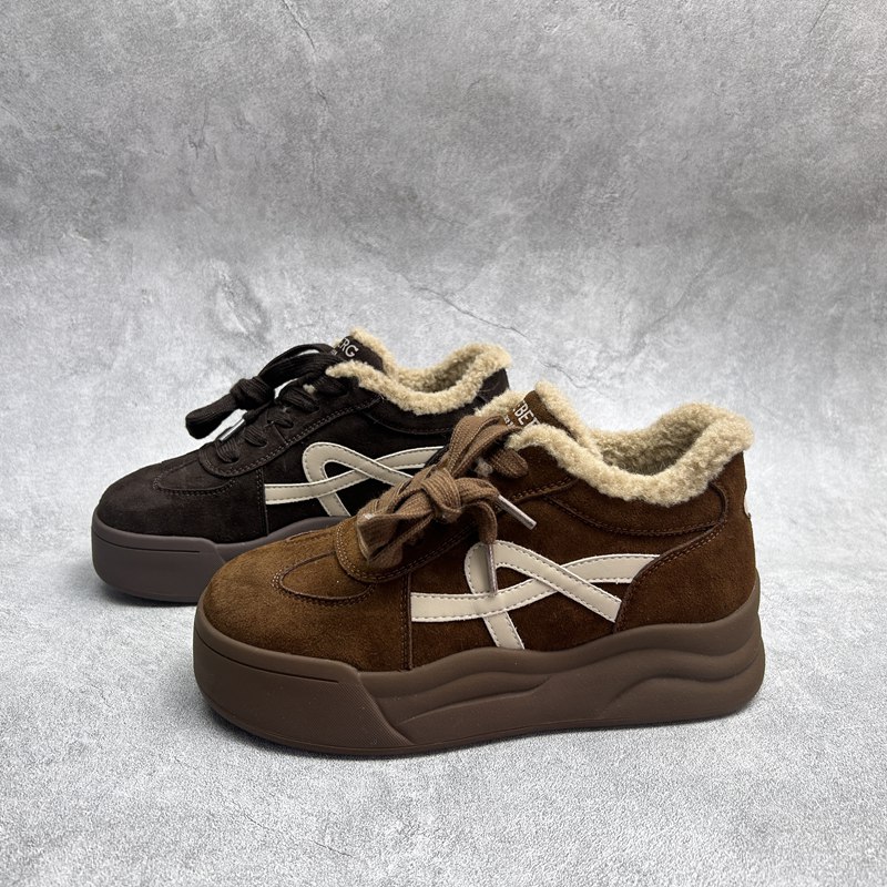 2025断码冬季真皮新款女鞋厚底休闲深口时尚牛皮百搭加绒女棉鞋