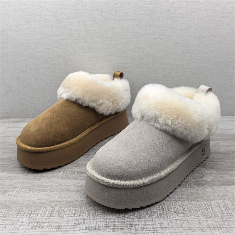 2025处理冬款断码真皮女鞋雪地靴牛皮羊毛口套脚厚底舒适女短靴