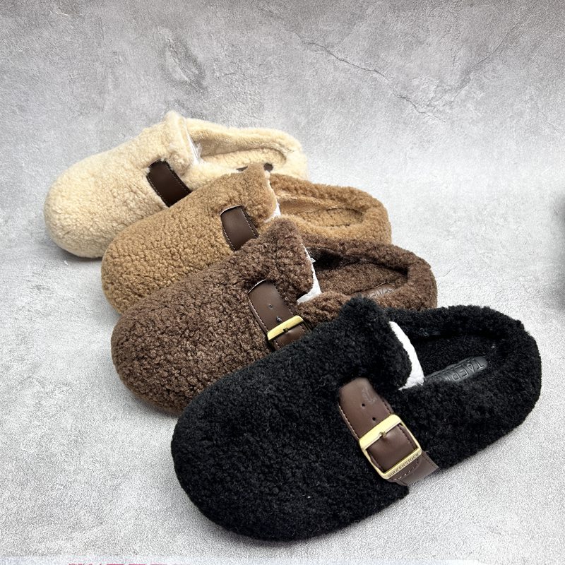 2025冬季新款厚底毛毛女鞋包头加绒棉拖百搭舒适套脚休闲女拖鞋