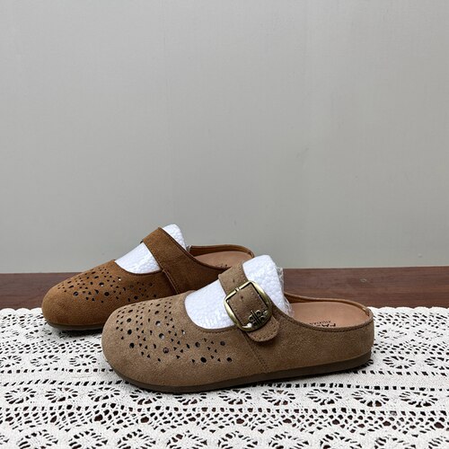 2026夏季新款厚底绒面女鞋包头时尚镂空勃肯鞋舒适套脚休闲女拖鞋