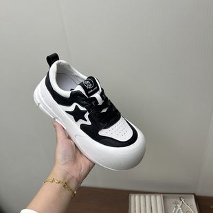 新款 工廠斷碼 女2025夏季 潮感設計厚底增高女板鞋 真皮運動鞋