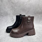 2025断码 牛皮拉链绒里女靴子 粗跟短靴工厂时尚 真皮秋冬新款 女鞋