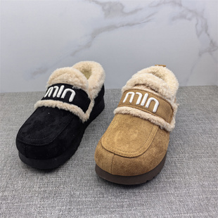 加绒勃肯软底女棉鞋 绒面厚底休闲深口套脚时尚 女鞋 2024秋冬秋新款