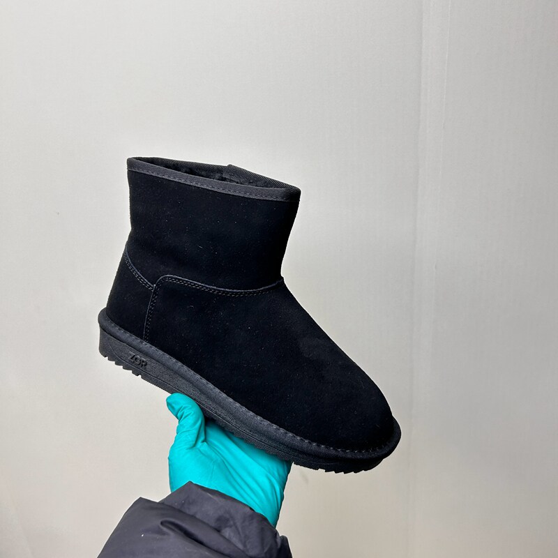 工厂2025处理冬款断码真皮女鞋雪地靴牛皮厚底套脚绒里女短靴35