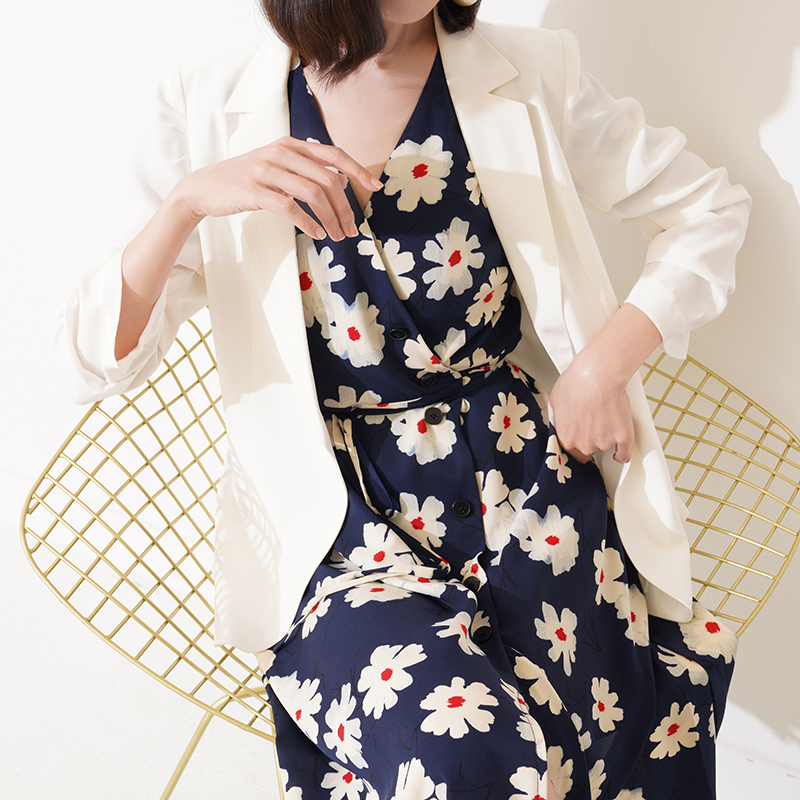大芝家法式小清新印花排扣围裹