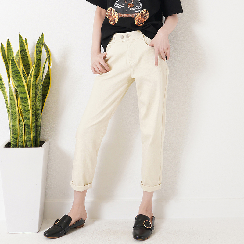 纽扣米白色水洗夏季高品质薄款棉