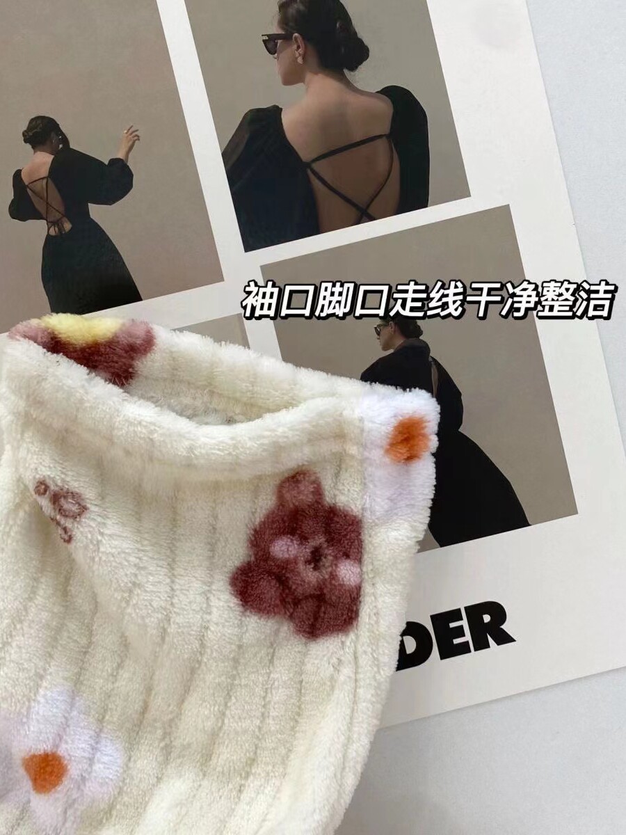 새로운 겨울 정장 2022 잠옷 라운드 넥 느슨한 슬림 긴 소매 플란넬 여성 투피스 세트