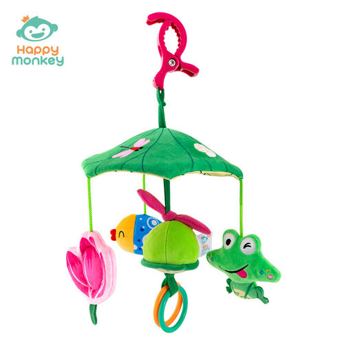 Happy monkey婴儿床头铃床挂推车挂车载摇铃挂件宝宝安抚玩具