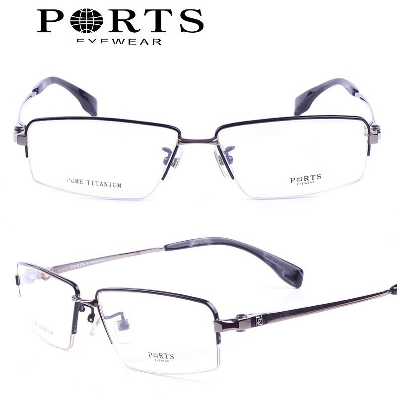 正品PORTS宝姿眼镜框商务眼镜架 半框男款纯钛近视男士 POM12212