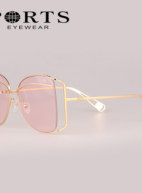 PORTS宝姿炫彩水银太阳镜女多边形镂空蛤蟆镜瘦脸大墨镜 PSF11915