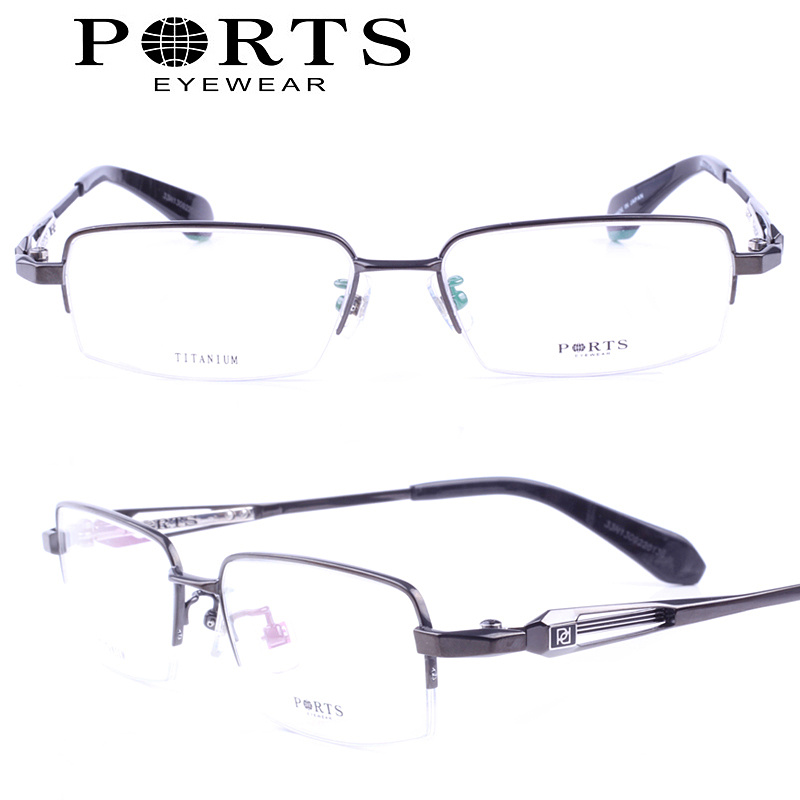 PORTS宝姿眼镜架 纯钛眼镜框商务纯钛半框配镜男士高档 POM12214