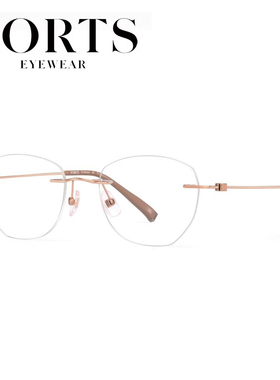 26款 PORTS宝姿无框眼镜女 超轻可配近视防蓝光护眼镜架 POF22540