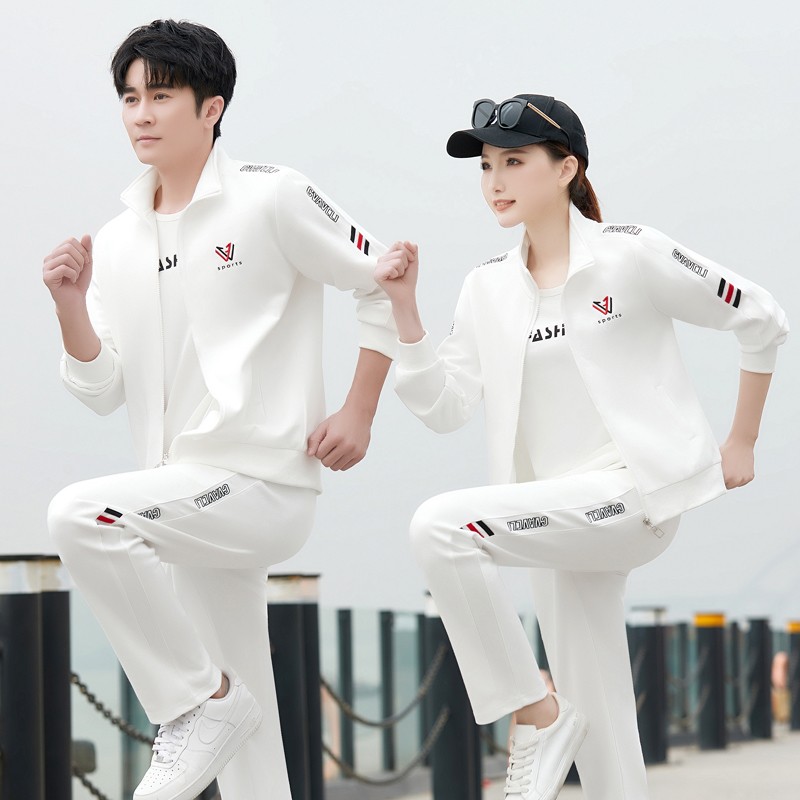春秋季男士运动套装休闲韩版情侣装女立领大码长袖宽松跑步三件套