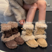 莫斯科圆舞曲 内增高版 俄式 bytheWEI 毛毛雪地靴冬季 加绒短靴女