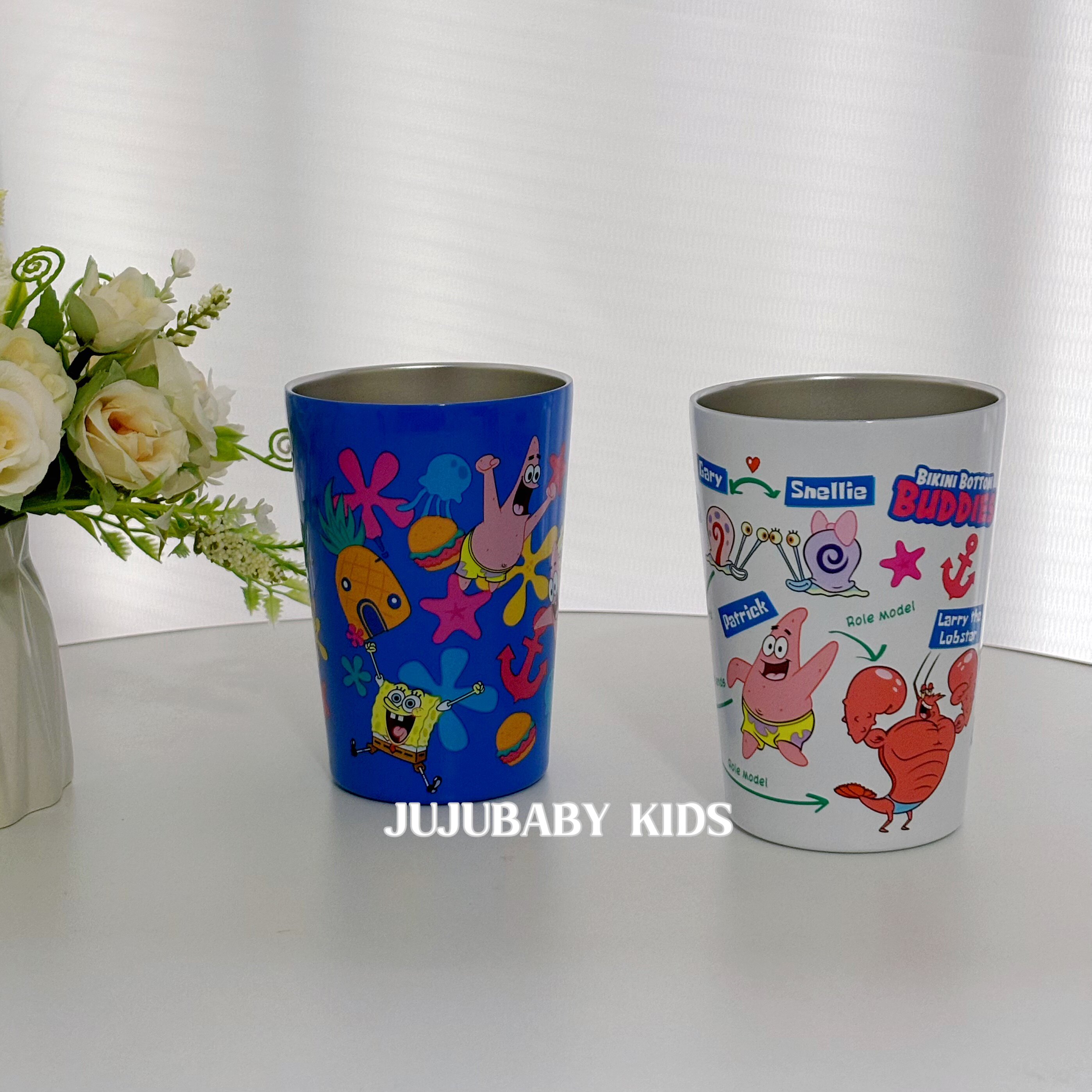 日本巴巴爸爸海绵宝宝派大星直饮水壶不锈钢保温杯保冷随手咖啡杯