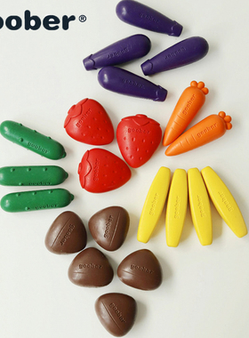 韩国Goober花生婴儿童蜡笔安全大豆制不脏手衣无毒油画棒涂色绘本