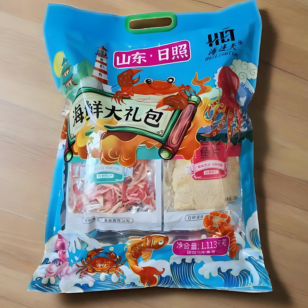 山东日照特产大全海连天 海鲜大礼包香烤鱼片鱿鱼丝组合装零食