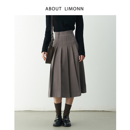 LIMONN感恩款百褶裙女高腰显瘦A字短裙春秋季新款防走光半身裙