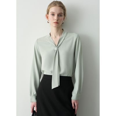 LIMONN垂感通勤长袖飘带衬衫女