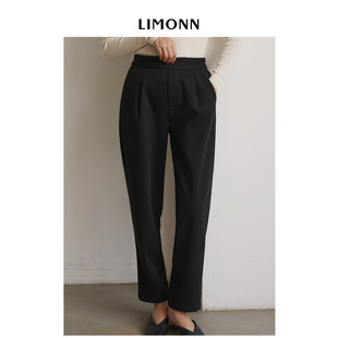 LIMONN 秋冬毛呢厚款高腰显瘦直筒九分休闲西裤女通勤百搭小脚裤