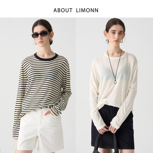 LIMONNN | 白色长款莱赛尔+亚麻镂空针织衫透视防晒衫T恤