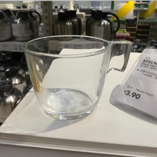 宜家正品 斯黛纳大杯钢化玻璃时尚个性把手 不含铅很健康高透