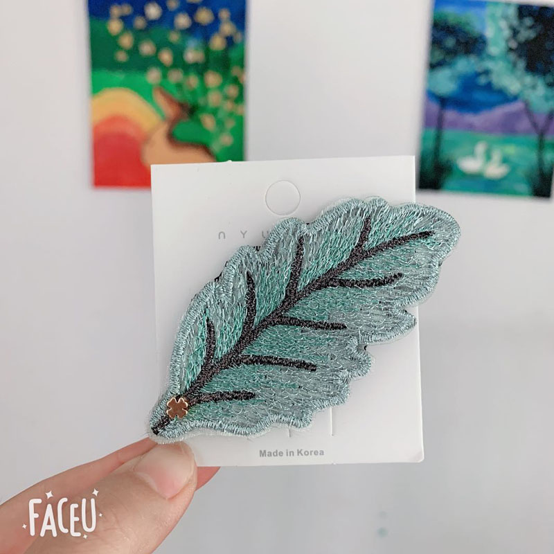 刺绣树叶刘海发贴儿童头发魔术贴叶子新品森系碎发贴女