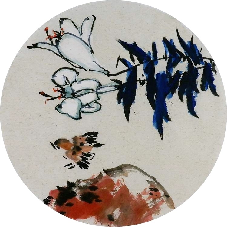 手绘字画装饰画新品i082013无款国画花鸟团扇圆形小品麻雀 直径33